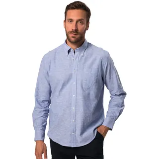 JP 1880 Herren große Größen Menswear L-8XL JP1880 Hemd, Langarm, Leinenmix, Buttondown-Kragen, Modern Fit, bis 8 XL graublau 5XL 782629710-5XL