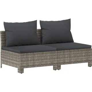 vidaXL Gartensofa 2-Sitzer mit Kissen Grau Poly Rattan - Grau