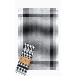 Foutastic Hochwertiges Handtuchset (5-teilig), Karomuster, 45 x 65 cm | 85% Baumwolle, 15% Polyester, 225 g/m2 | Maschinenwaschbar, Schwarz & Weiß