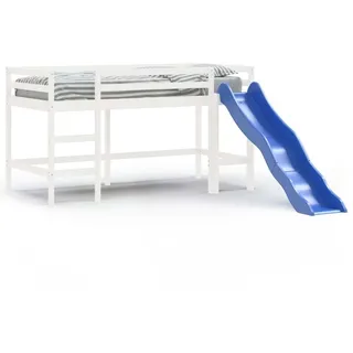 vidaXL Hochbett mit Rutsche 80 x 200 cm Kiefer massiv weiß