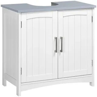 Unterschrank Badezimmerschrank Waschtischunterschrank - 60 x 33 x 60 cm - MDF - Weiß und Hellgrau - Für Waschbecken 50 x 20 cm