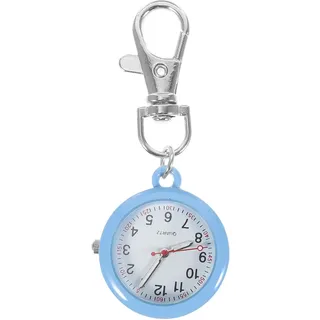 Hemobllo Taschenuhr mit Schlüssel Schnalle: Metall Uhr - Frauen Clip auf Uhr - Glas Quarz Pocket Watch Boodge Uhren für Arztschwester Einfach Lesen