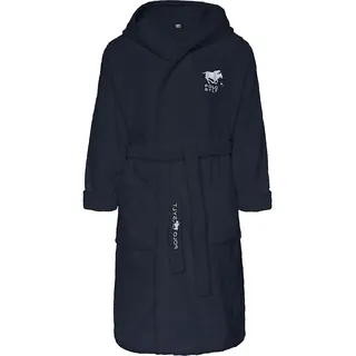 Polo Sylt Bademantel mit Logos, Gürtel und aufgesetzten Taschen blau XL