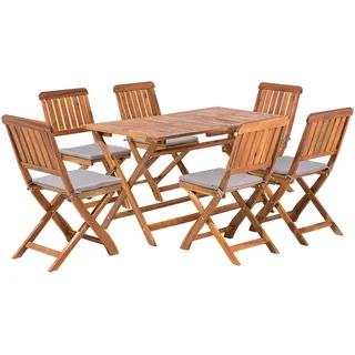 Beliani Gartenmöbel Set Akazienholz dunkelbraun grau