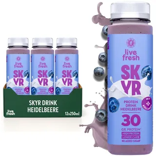 LiveFresh Skyr High Protein Drink - Heidelbeere Proteinshake Alternative Getränk 12x250 ml