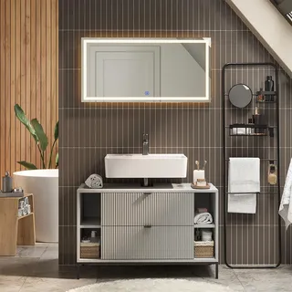 Vicco Waschbeckenunterschrank Eliza 2 Auszüge 100 x 63 x 45,1 cm Grau