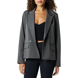 The Drop Liza Relaxed Double-Breasted Blazer, Grau meliert, S