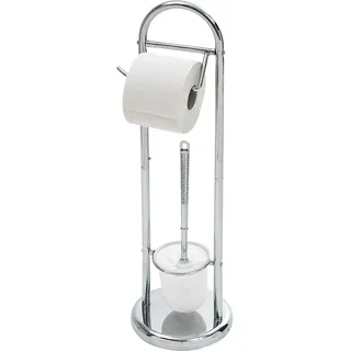 Testrut axentia 280835 WC-Garnitur Emil in Silber, WV-Bürstenhalter mit WC-Papierrollenhalter aus Eisen, rostfreies WC-Accessoire verchromt, Edelstahloptik