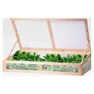 Frühbeet-Aufsatz | Anzuchtkasten für Hochbeete oder Gartenboden | Massivholz Frühbeet-Kasten für Gemüse, Salate und Beeren | Gewächshaus | 128 x 67 x 31,5 cm | Natur
