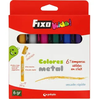 Fixo Kids 35199 Metall-Sticks, 6er Set mit 6 g, verschiedene Metallic-Farben: Gold, Silber, Fuchsia, Grün, Blau, Violett