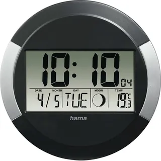 Hama PP-245, Wand, Digitale Uhr, Kreis, Schwarz, Klassisch, AA - Schwarz
