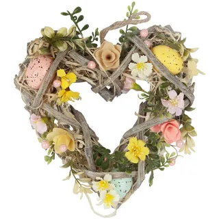 Dekoherz , Gelb, Grün, Pink , Holz, Kunststoff , Haselnuss , massiv , Uni , Herz , 22x24 cm , Kunsthandwerk, zum Hängen , Dekoration, Dekofiguren & Skulpturen, Dekoobjekte