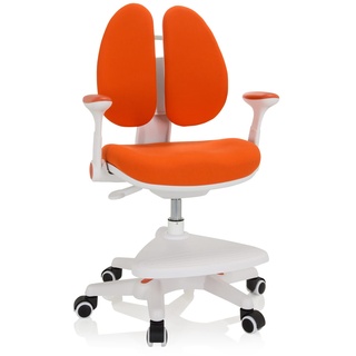 HJH Office 736419 Kinder Schreibtischstuhl Kid Wing Stoff mit Armlehnen klappbar, Orange/Weiß