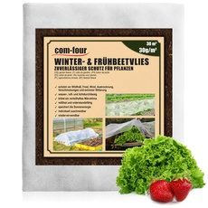 com-four® 30 m2 Frühbeetvlies - 30g/m2 Wintervlies als Frostschutz - Abdeckvlies 1,5 x 10 m - reißfestes Hochbeet-Vlies für Gemüse, Obstbäume und Kälteschutz