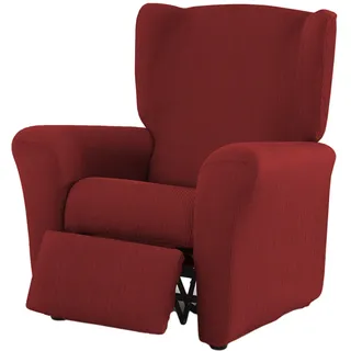 Estoralis | Berta Moderner Design-Relax-Sesselbezug | Elastischer Jacquardstoff | Rot | Für Relaxsessel von 70 bis 90 cm. | Sesselschutz | Anpassbar an alle Arten von Sesseln