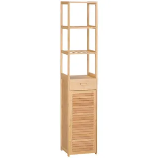 Kleankin Badezimmerschrank, Badschrank aus Bambus, 32 x 30 x 163 cm Naturholz , Naturfarben , Naturmaterialen , 30x163x32 cm , Badezimmer, Badmöbel, Hochschränke