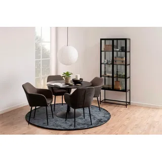 Actona Esstisch Schwarz, Esche, furniert, rund Rundrohr, 110x74x110 cm,