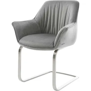 DeLife Freischwinger flach Edelstahl Samt Grau