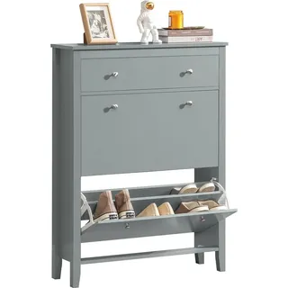 SoBuy Schuhkipper 80 x 108 x 25 cm grau / grau lackiert