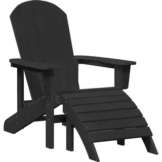 vidaXL Adirondack-Stuhl mit Kissen Schwarz 74 x 82 x 92 cm HDPE - Schwarz