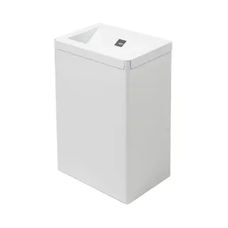 SanTRAL® Plus OBU 50 Abfallbehälter, 50 Liter, Hygienische Abfallbox mit offenem Einwurf aus Edelstahl, Farbe: verkehrsweiß, P