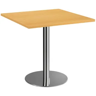 Venda Konferenztisch , Buchefarben, Chromfarben , Metall, Holzwerkstoff , quadratisch , Säule , 80x75.5x80 cm , Fsc, DIN EN ISO 14001, DIN EN ISO 9001 , Büromöbel, Schreibtische, Besprechungstische