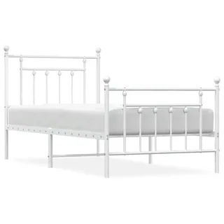 vidaXL Bettgestell mit Kopf- und Fußteil Metall Weiß 90x200 cm - Weiß