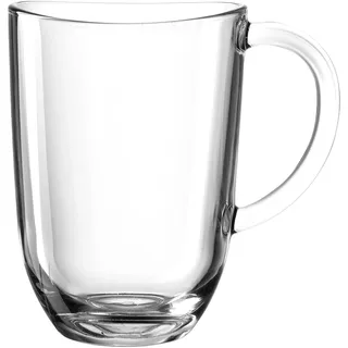 Leonardo Napoli Latte Macchiato-Tassen 1 Stück, spülmaschinengeeigneter Kaffee-Becher, Glas-Tasse mit Henkel, mikrowellenfest 380 ml, 1er Set 024203