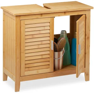 Relaxdays Waschbeckenunterschrank 60 x 67 x 30 cm Natur