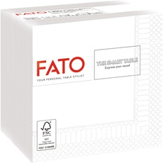 Fato, Einweg-Papierservietten, Ideal für Aperitifs und Cocktails, Packung mit 100 Servietten, Größe 24x24, Gefaltet in 4 und 2 Lagen, Farbe Weiß, 100% Reines Zellulosepapier, FSC zertifiziert