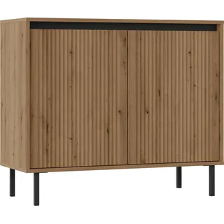 Masseno Kommode OSTIA 100 cm Sideboard mit 2 Türen für Wohnzimmer Schlafzimmer Modern 100x40x85 cm Goldfarben / Goldfarben - Dunkelbraun