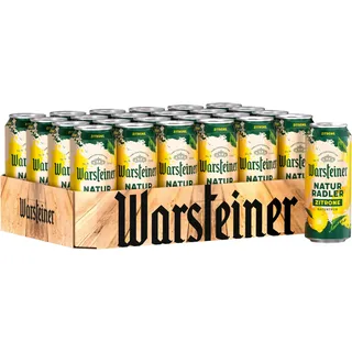Warsteiner Naturradler Zitrone mit 2% Alkohol, naturtrübes Radler, Dosenbier Natur Radler EINWEG (24 x 0.5 L Dose)
