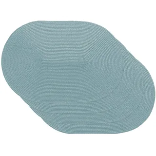Venilia Tischset Blau Oval, Platzset für Esszimmer, Esstischmatten, Telleruntersetzer, Platzdeckchen, gewebt, lebensmittelecht, 45 x 30 cm, 4 Stück, 59115