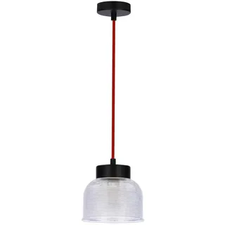 Pendelleuchte , Rot, Schwarz, Transparent , Metall, Glas , 14.5x90x14.5 cm , RoHS, Europäischer Sicherheitsstandard , einfach zu transportieren , Lampen & Leuchten, Leuchtenserien