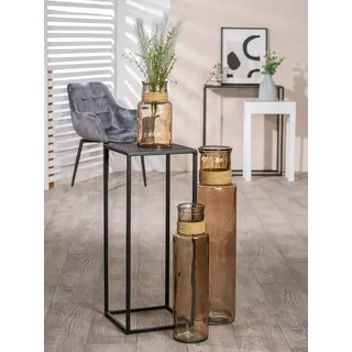 GILDE große Vase Dekovase aus Glas - Glasvase mit Bast Dekoration Vase für Pampasgras - Geschenk Geburtstagsgeschenk Farbe: Braun Höhe 75 cm