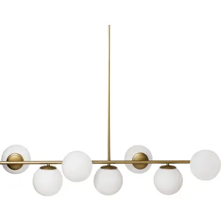 BELIANI Pendelleuchte Gold und Weiß Metall mit Glasschirmen Kugelform 7-Flammig Eleganter Glamouröser Stil Deckenlampe für Wohnzimmer Esszimmer - Gold, Weiß
