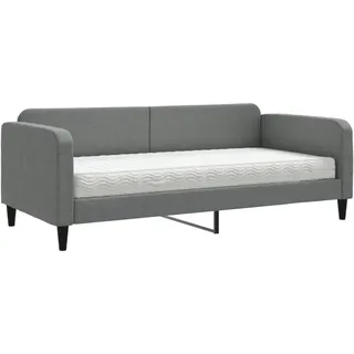 vidaXL Tagesbett mit Matratze Dunkelgrau 90x200 cm Stoff - Grau