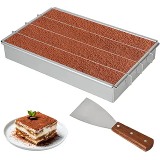 YYTECH Backrahmen Rechteckig Verstellbar, Rechteckige Kuchenform, Antihaftbeschichtete Backform Rechteckig, Aus Aluminiumlegierung mit 2 Pfannenwender Kuchenform Eckig (Vier Rechtecke)