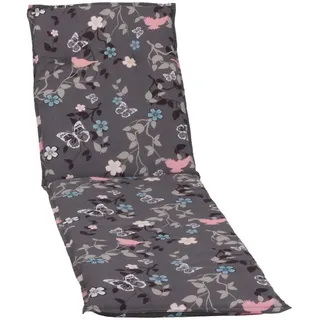 Gardenson Liegenauflage , Grau, Rosa , Textil , Blume , Füllung: Schaumstoff, Vlies , 60x6x193 cm , formstabil, für den Außenbereich geeignet, mittels Bändern zu befestigen, mittels Gurtband zu befestigen , Gartenmöbel, Gartenpolster & Auflagen, Liegenauflagen