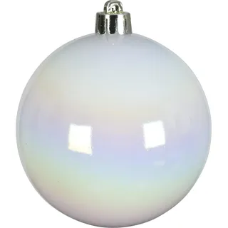 Weihnachtskugeln Kunststoff 8cm 6 Stück - Weiß irisierend - Weiß
