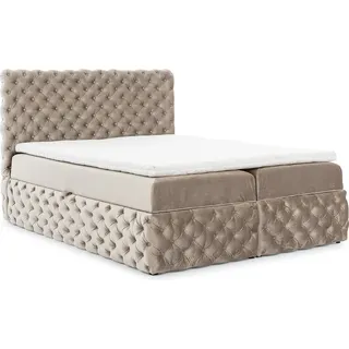 YOURHOUSE24 Boxspringbett Castel (Bonell-Matratze und Topperr), mit zwei Bettkästen (Farbe: Ikoo 01, Größe: 180x200 cm) - Beige, Braun, Rosa, Dunkelblau, Grün, Hellgrau, Grau, Dunkelgrau