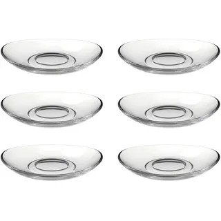 LEONARDO Napoli Untertassen 6er Set, spülmaschinengeeignete Glas-Unterteller für Napoli Espresso-Tassen, Glas-Untertassen 6 Stück Ø 11 cm,