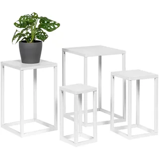 bremermann Blumenhocker 4er-Set, weiß, Metall , Weiß , 30x45x30 cm , Wohnzimmer, Wohnzimmertische, Blumenständer
