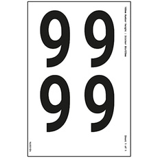 Ein Zahlenblatt – 9 – 54 mm Zahlenhöhe – 300 x 200 mm – selbstklebendes Vinyl