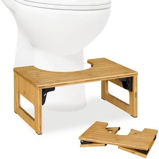 Relaxdays Toilettenhocker klappbar Bambus 43 x 18,5 x 27,5 cm Natur