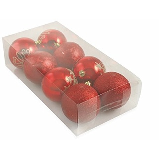 Galileo Casa Weihnachten Set Christbaumkugel, rot, 8 x 8 x 8 cm, 8 Stück