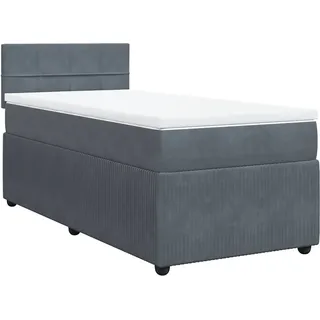 vidaXL Boxspringbett mit Matratze Dunkelgrau 90x200 cm Samt