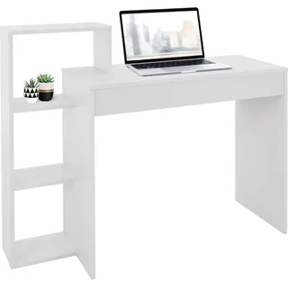 ML-Design Schreibtisch mit Regal, Arbeitstisch Bürotisch Computertisch Laptoptisch PC Laptop Tisch, mit Stauraum, Weiß, 3 Einlegeböden, 110x72x40 cm, Holz, 2-in-1 System, für Zuhause