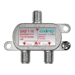 Axing SAB1-16 SAT-Abzweiger, 1-fach, 16 dB, 5-2200 MHz, F-Stecker, abnehmbare Montagesockel SAB00116 SAB 1-16