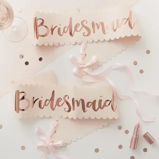 Ginger Ray Pink & Rose Gold Foiled Bridesmaid Schärpen, 2er-Pack, Junggesellinnenabschied